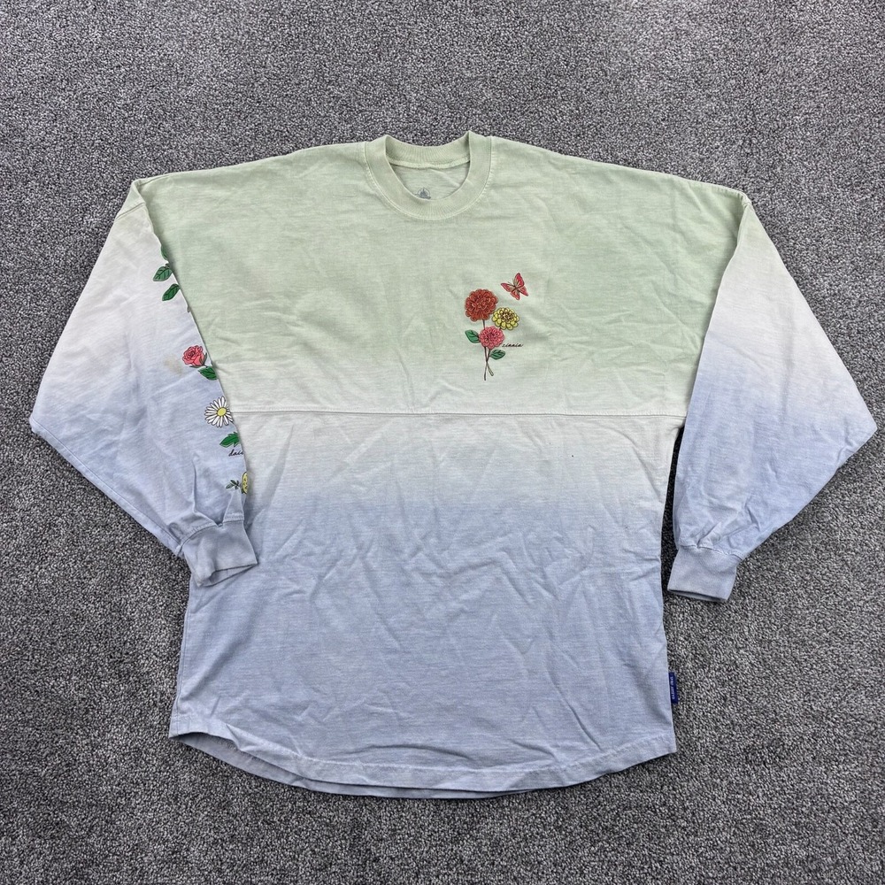 Disney World Epcot Spirit Jersey Womens S Green Ombré Flower Garden Festival